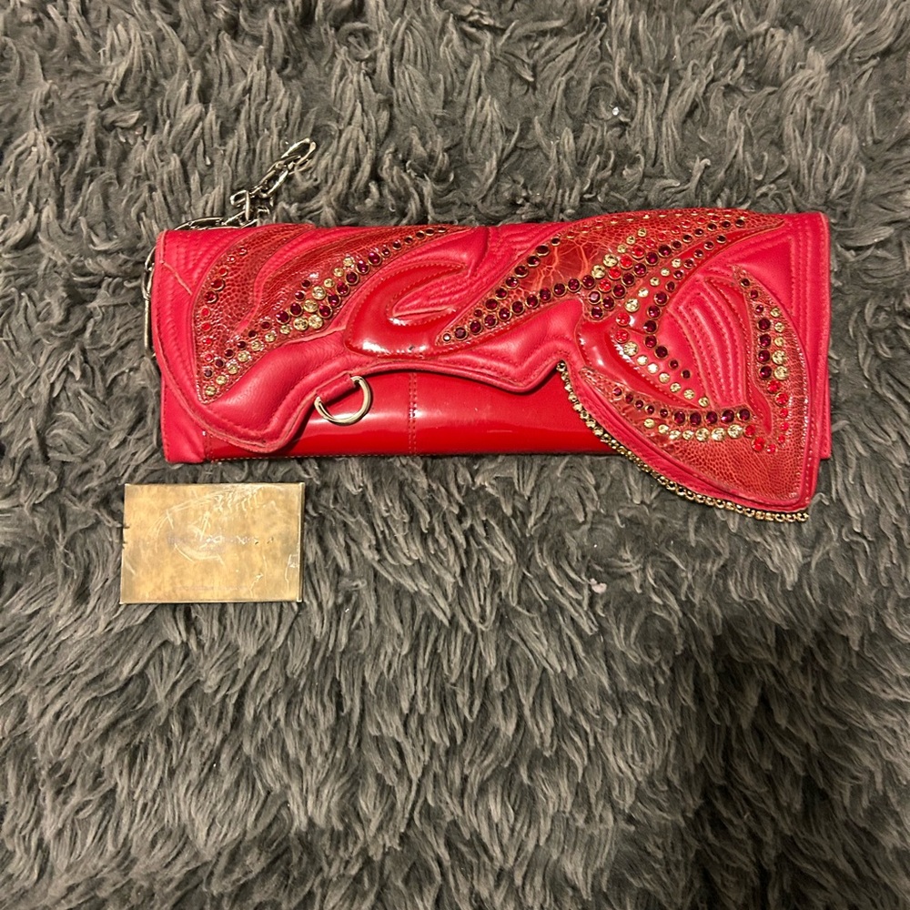 BRACHER EMDEN LONDON CLUTCH RARE (LARGE, RED, GOLD)